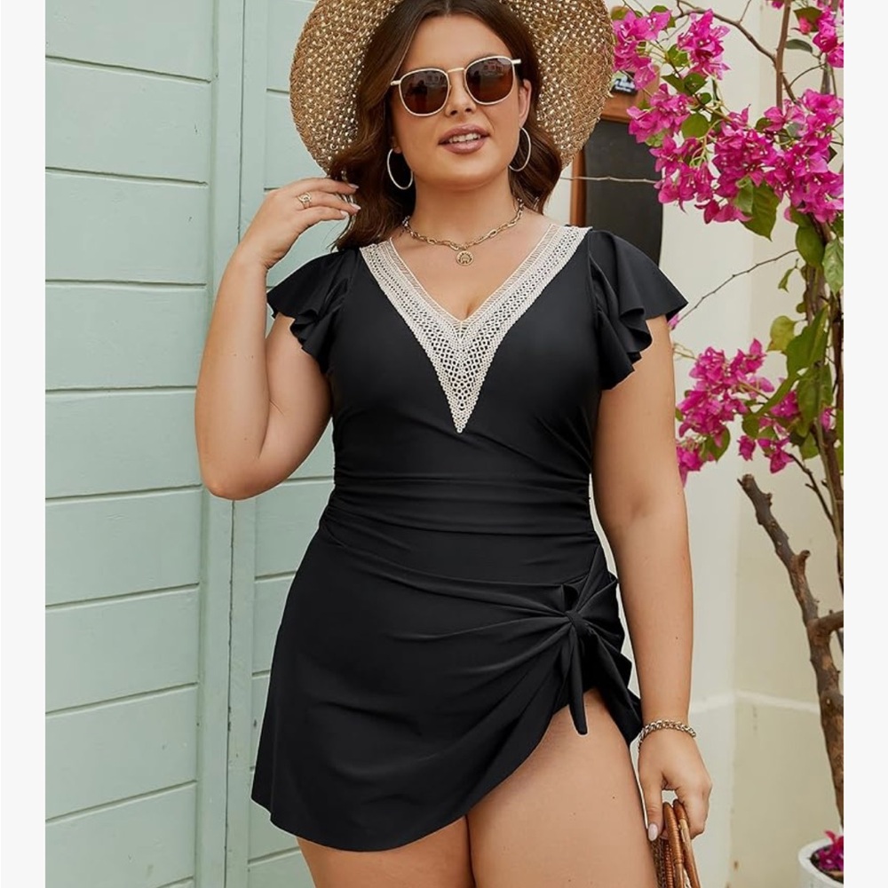 Blooming Jelly Women's Tummy Control Swimsuits One Piece Swim Dress XL - Picture 3 of 6